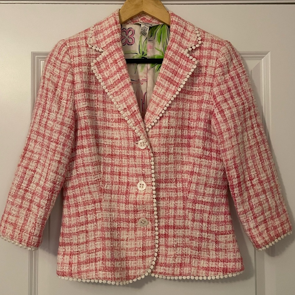 Lilly Pulitzer Vintage Pink and White Tweed Spring Blazer